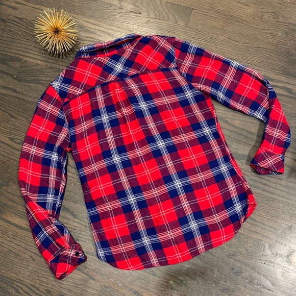 Rails Red White Blue Hunter Cobalt Cherry Plaid Flannel Shirt Size Size S/M - Picture 7 of 7